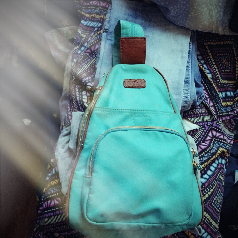 Verona Stylish Teal Sling Bag That Zippes Into A Bagback
